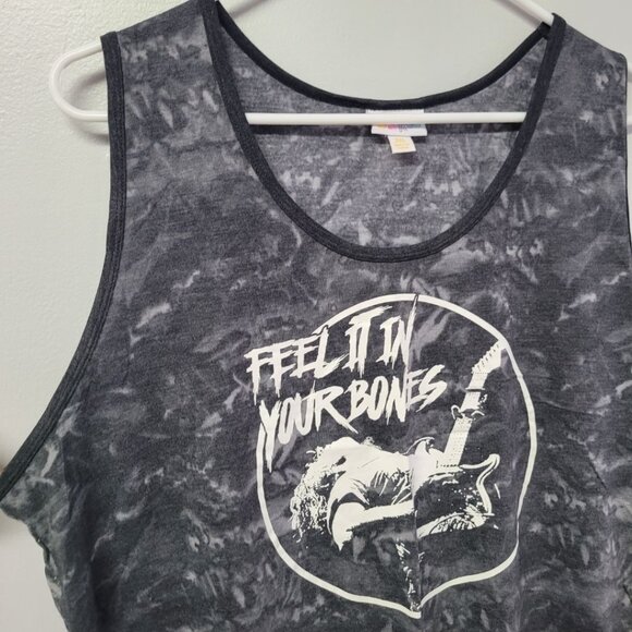 Lularoe Tank Top Rock Roll Guitar Gray Womens Plus 3XL Feel it in Your Bones - Picture 2 of 6